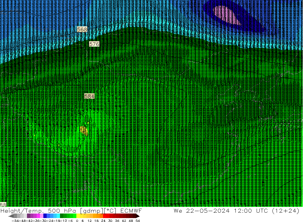 Height/Temp. 500 hPa ECMWF 星期三 22.05.2024 12 UTC