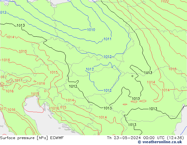 pressão do solo ECMWF Qui 23.05.2024 00 UTC