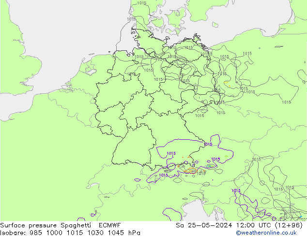 Luchtdruk op zeeniveau Spaghetti ECMWF za 25.05.2024 12 UTC