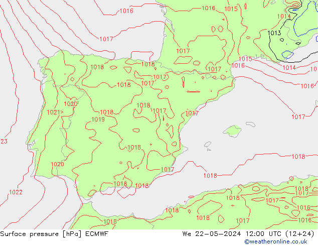 pression de l'air ECMWF mer 22.05.2024 12 UTC