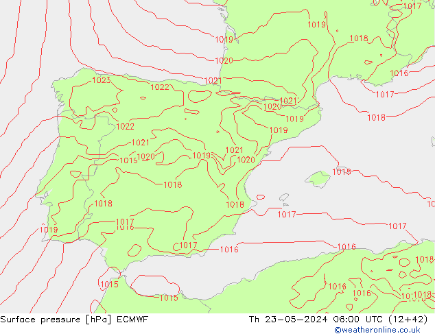 Surface pressure ECMWF Th 23.05.2024 06 UTC