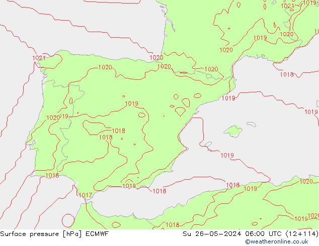 Surface pressure ECMWF Su 26.05.2024 06 UTC