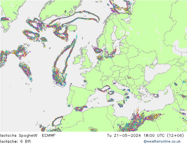 Isotachen Spaghetti ECMWF Di 21.05.2024 18 UTC