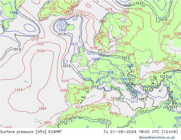 приземное давление ECMWF вт 21.05.2024 18 UTC