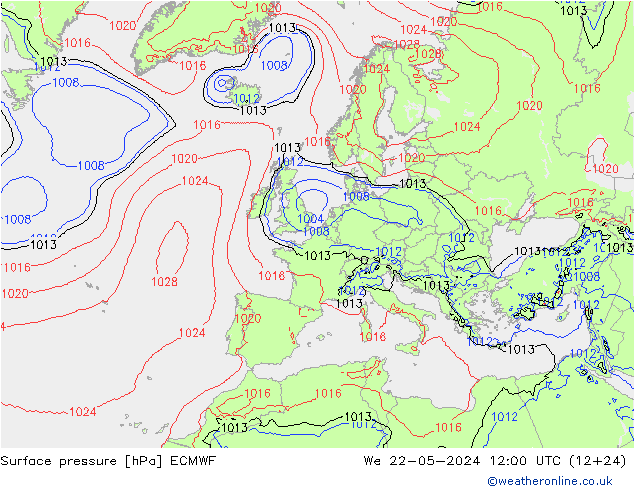 ciśnienie ECMWF śro. 22.05.2024 12 UTC