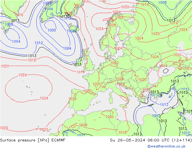 Surface pressure ECMWF Su 26.05.2024 06 UTC