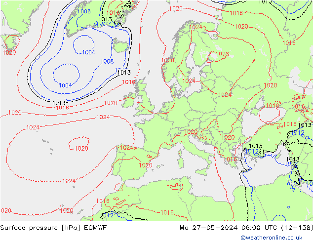 Surface pressure ECMWF Mo 27.05.2024 06 UTC