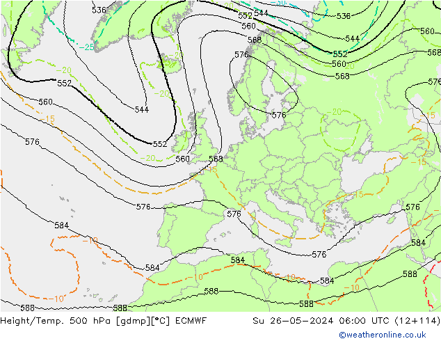 Yükseklik/Sıc. 500 hPa ECMWF Paz 26.05.2024 06 UTC