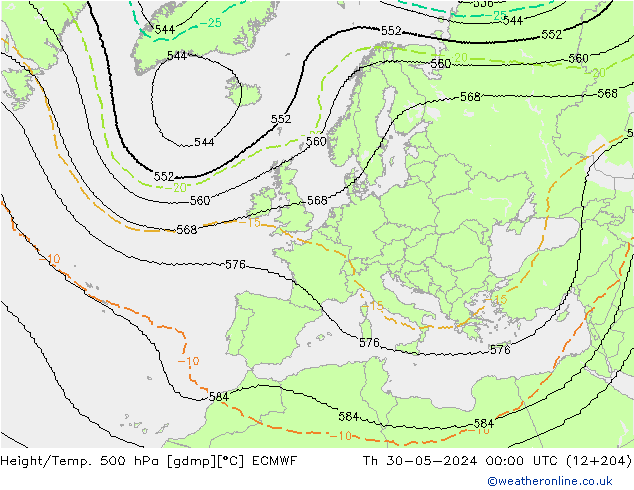 Yükseklik/Sıc. 500 hPa ECMWF Per 30.05.2024 00 UTC