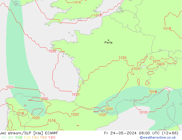 Straalstroom/SLP ECMWF vr 24.05.2024 06 UTC