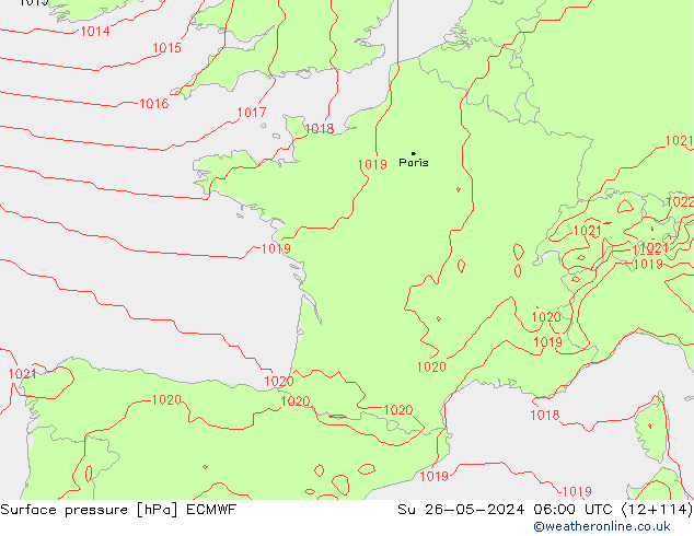 Yer basıncı ECMWF Paz 26.05.2024 06 UTC