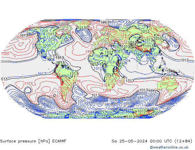 Atmosférický tlak ECMWF So 25.05.2024 00 UTC