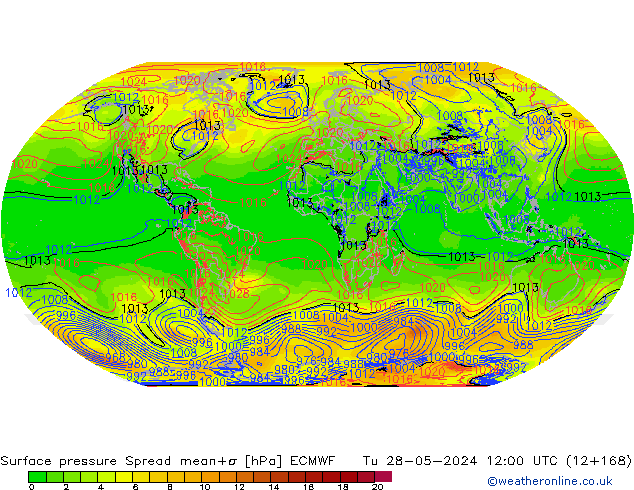 pression de l'air Spread ECMWF mar 28.05.2024 12 UTC