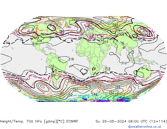 Height/Temp. 700 гПа ECMWF Вс 26.05.2024 06 UTC