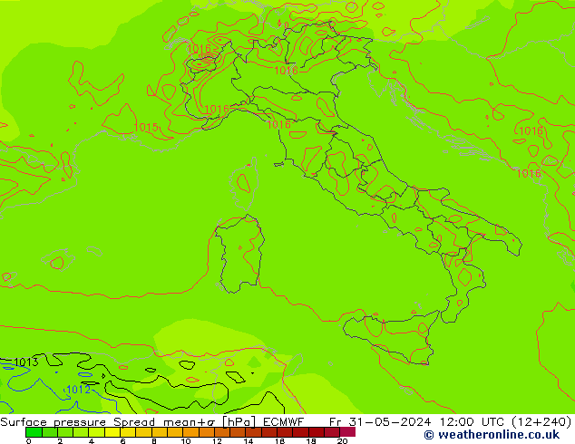 pressão do solo Spread ECMWF Sex 31.05.2024 12 UTC