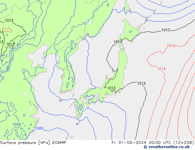 Pressione al suolo ECMWF ven 31.05.2024 00 UTC