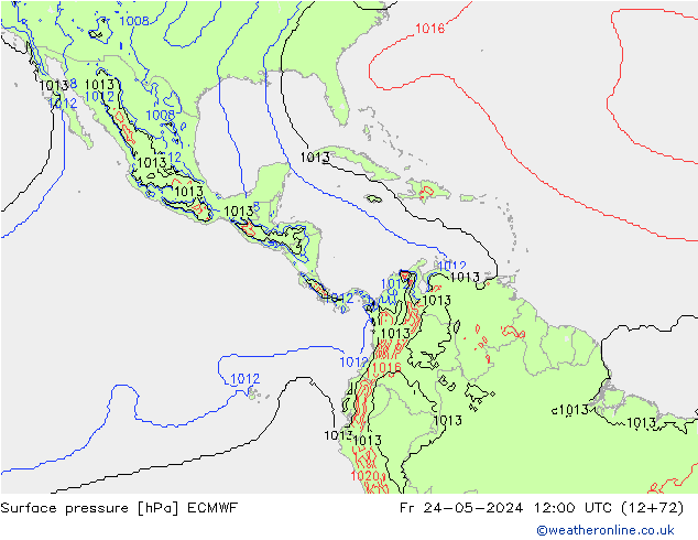 Luchtdruk (Grond) ECMWF vr 24.05.2024 12 UTC