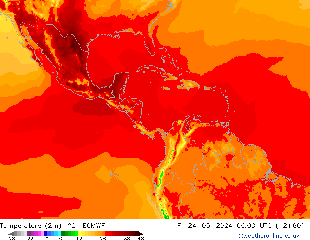 Temperaturkarte (2m) ECMWF Fr 24.05.2024 00 UTC