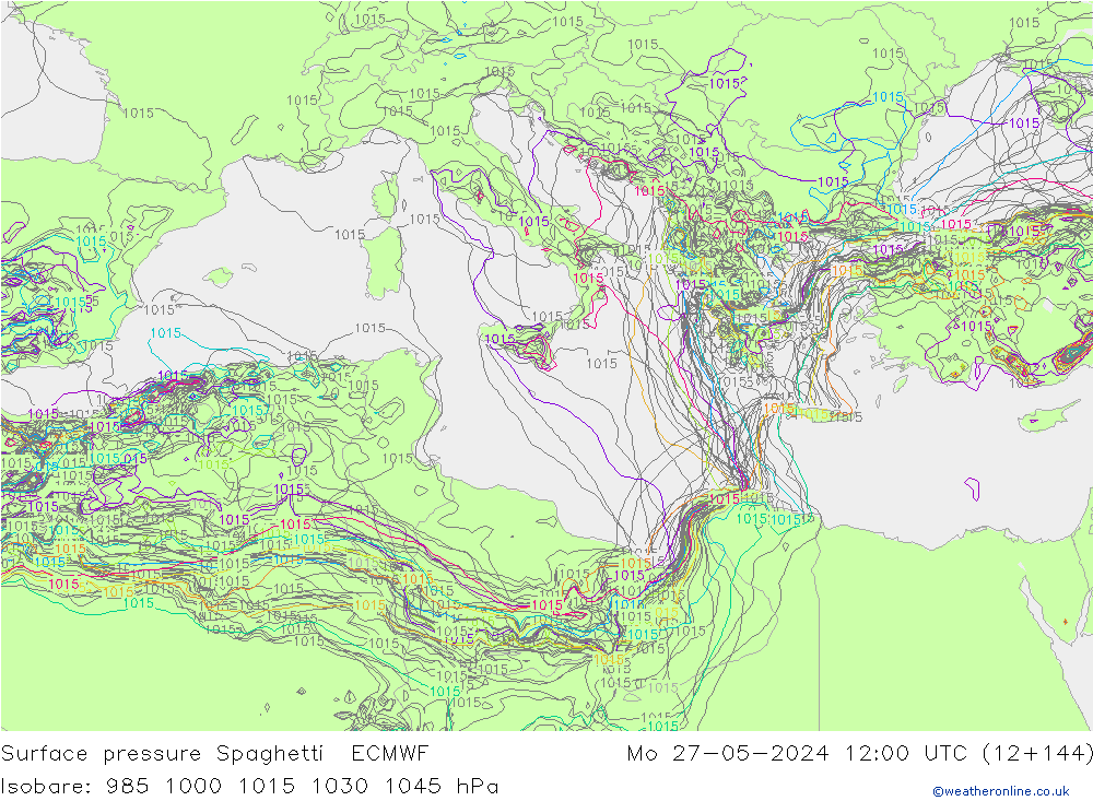 pression de l'air Spaghetti ECMWF lun 27.05.2024 12 UTC