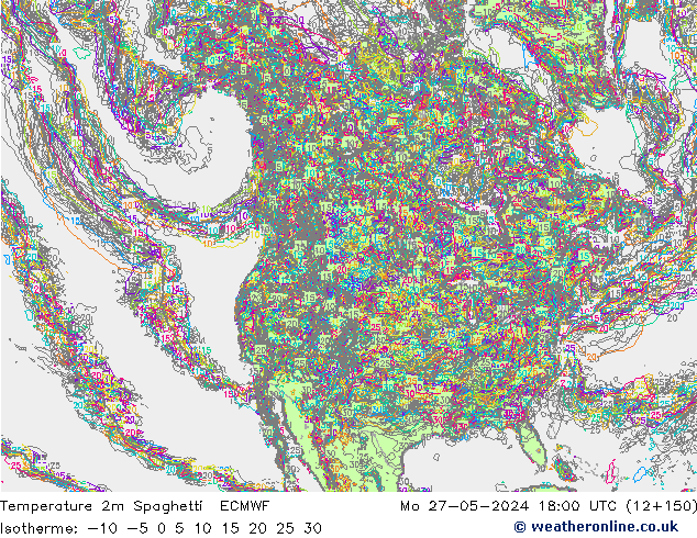 Temperaturkarte Spaghetti ECMWF Mo 27.05.2024 18 UTC