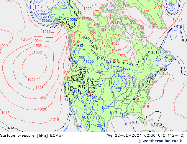 Bodendruck ECMWF Mi 22.05.2024 00 UTC