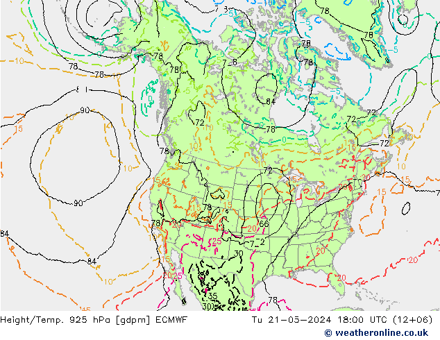 Height/Temp. 925 hPa ECMWF 星期二 21.05.2024 18 UTC