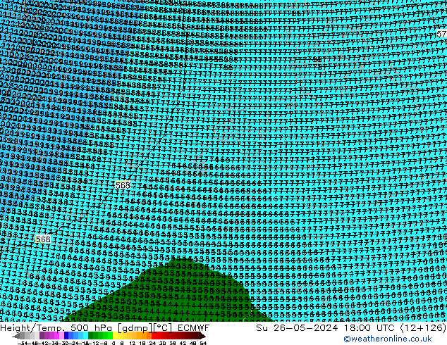 Géop./Temp. 500 hPa ECMWF dim 26.05.2024 18 UTC