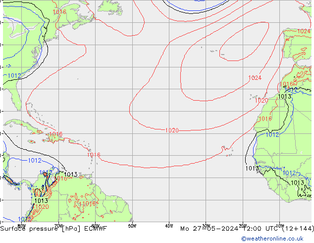 Bodendruck ECMWF Mo 27.05.2024 12 UTC