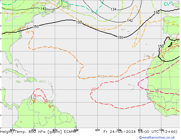 Height/Temp. 850 гПа ECMWF пт 24.05.2024 06 UTC