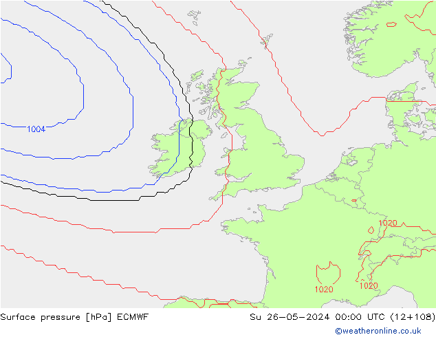 Surface pressure ECMWF Su 26.05.2024 00 UTC