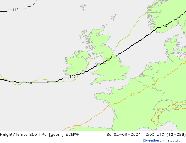 Géop./Temp. 850 hPa ECMWF dim 02.06.2024 12 UTC