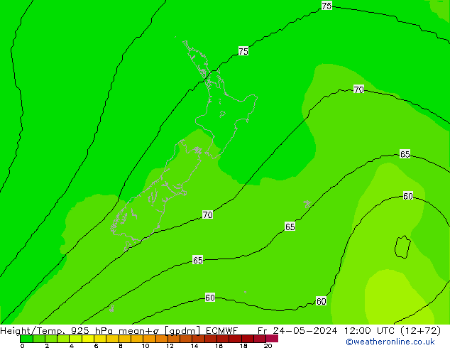 Height/Temp. 925 hPa ECMWF  24.05.2024 12 UTC