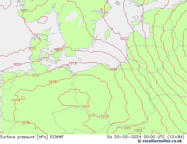 Presión superficial ECMWF sáb 25.05.2024 00 UTC