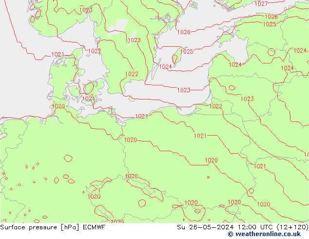 Yer basıncı ECMWF Paz 26.05.2024 12 UTC