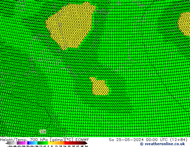 Géop./Temp. 700 hPa ECMWF sam 25.05.2024 00 UTC