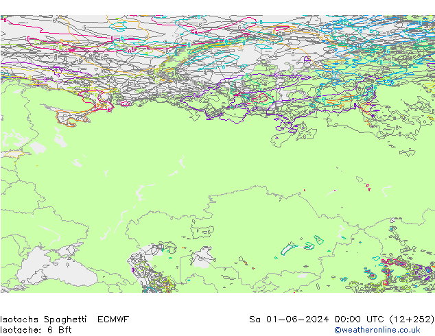 Isotachs Spaghetti ECMWF сб 01.06.2024 00 UTC