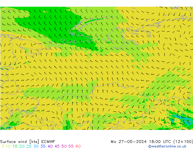 Vento 10 m ECMWF Seg 27.05.2024 18 UTC