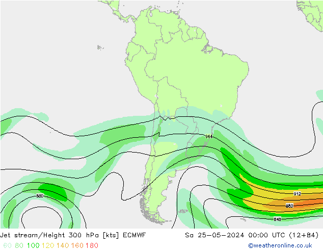 Jet stream/Height 300 hPa ECMWF Sa 25.05.2024 00 UTC