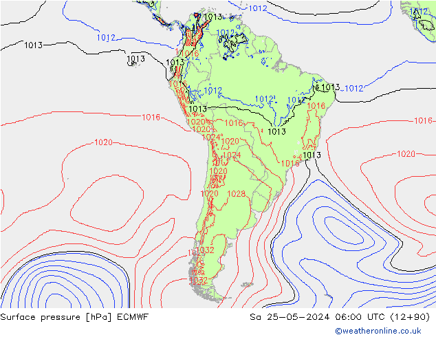 приземное давление ECMWF сб 25.05.2024 06 UTC