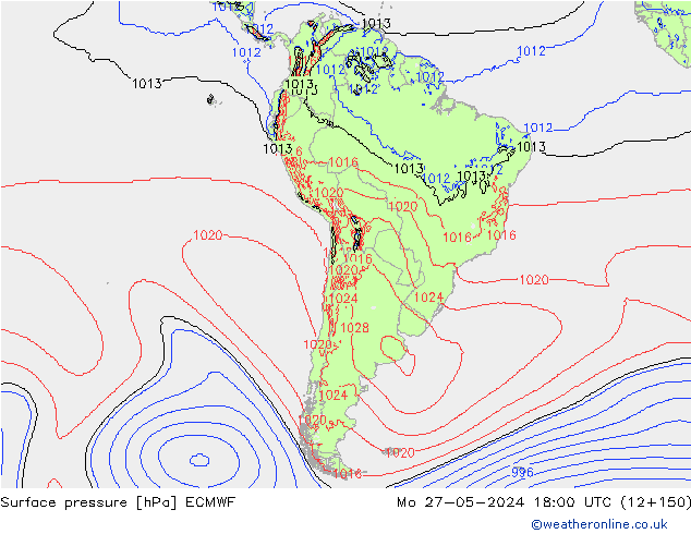 ciśnienie ECMWF pon. 27.05.2024 18 UTC