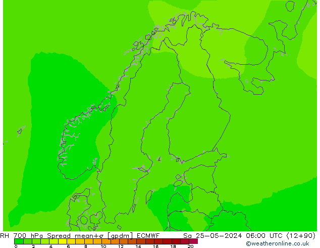 RV 700 hPa Spread ECMWF za 25.05.2024 06 UTC