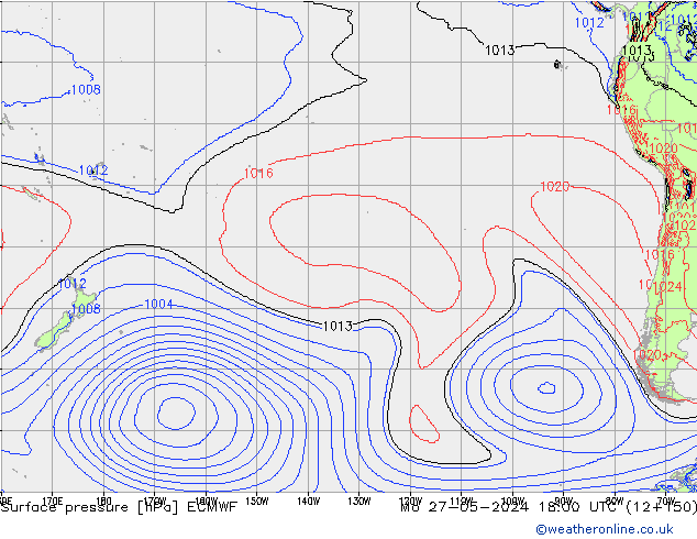 Surface pressure ECMWF Mo 27.05.2024 18 UTC
