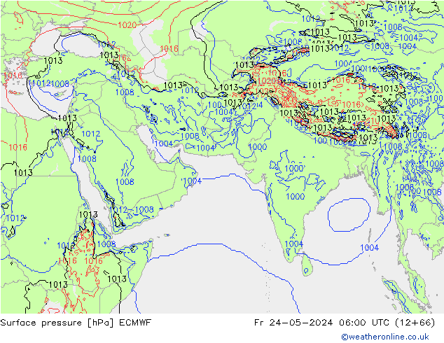 приземное давление ECMWF пт 24.05.2024 06 UTC