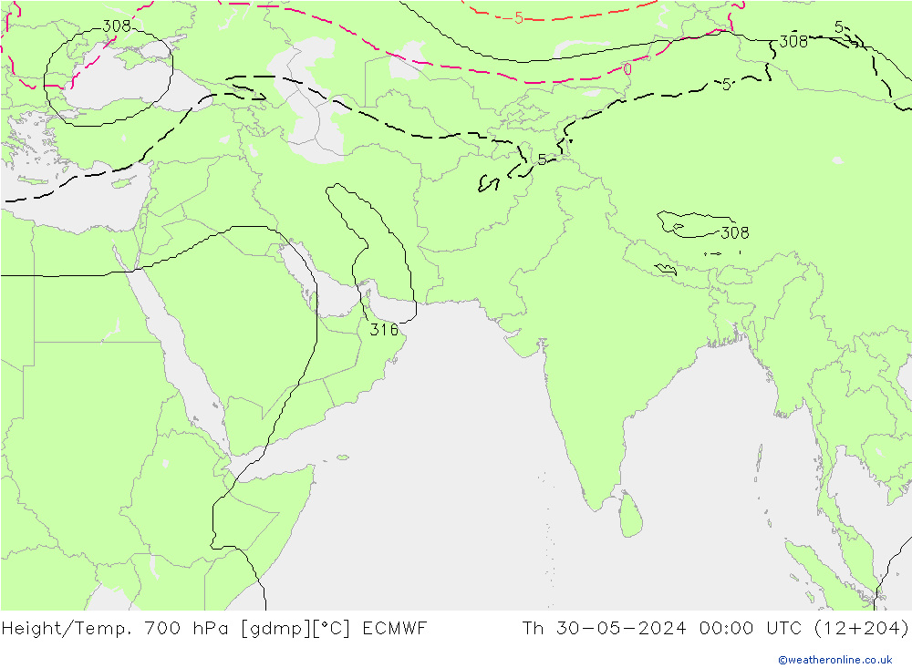 Height/Temp. 700 hPa ECMWF  30.05.2024 00 UTC