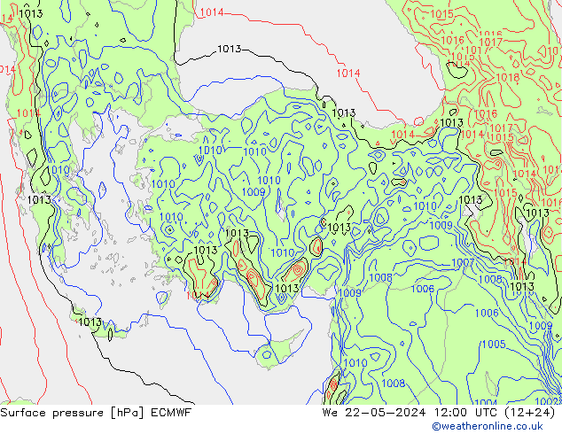 Presión superficial ECMWF mié 22.05.2024 12 UTC