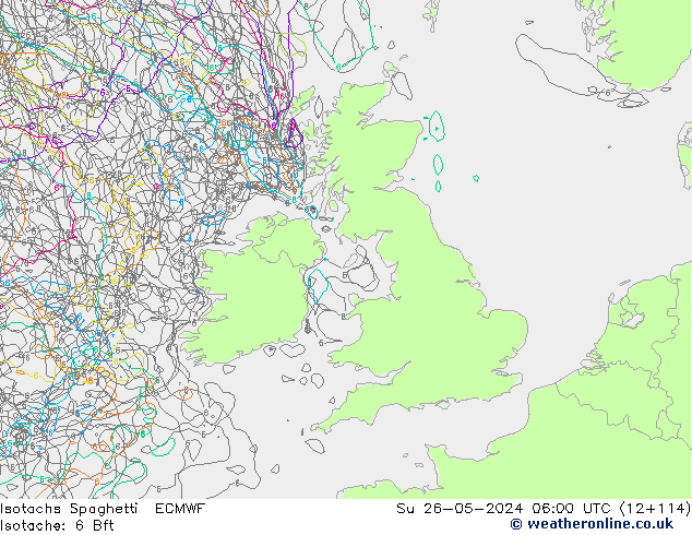 Isotaca Spaghetti ECMWF dom 26.05.2024 06 UTC