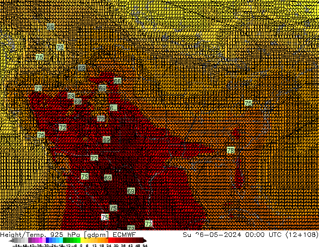 Height/Temp. 925 hPa ECMWF Su 26.05.2024 00 UTC