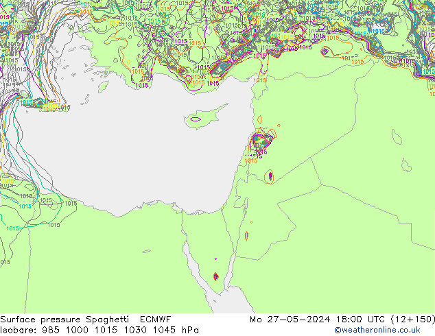Surface pressure Spaghetti ECMWF Mo 27.05.2024 18 UTC