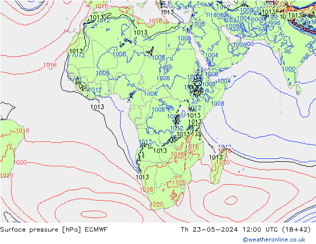 Surface pressure ECMWF Th 23.05.2024 12 UTC