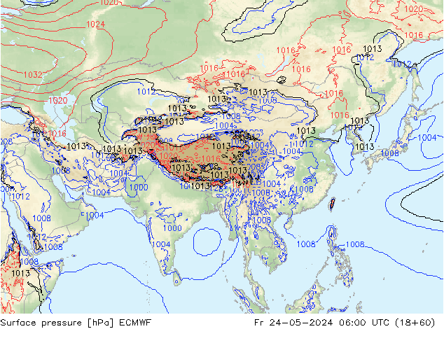 Luchtdruk (Grond) ECMWF vr 24.05.2024 06 UTC